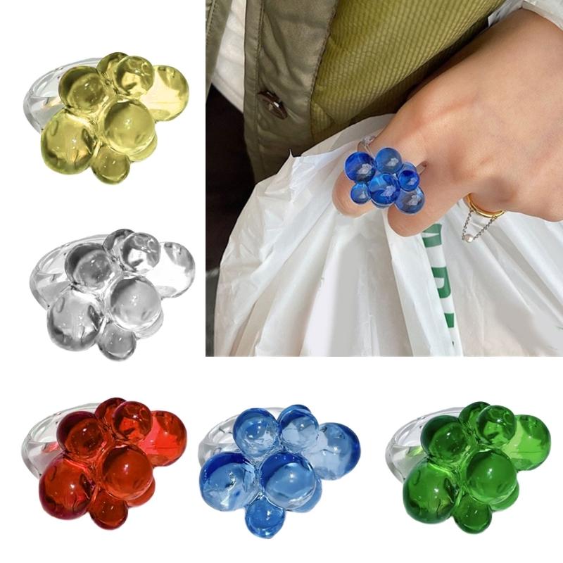 Exaggerated Acrylic Rings with Beads Dating Jewelry Acrylic Texture Perfect for Adding a Touch of Color to Any Outfit