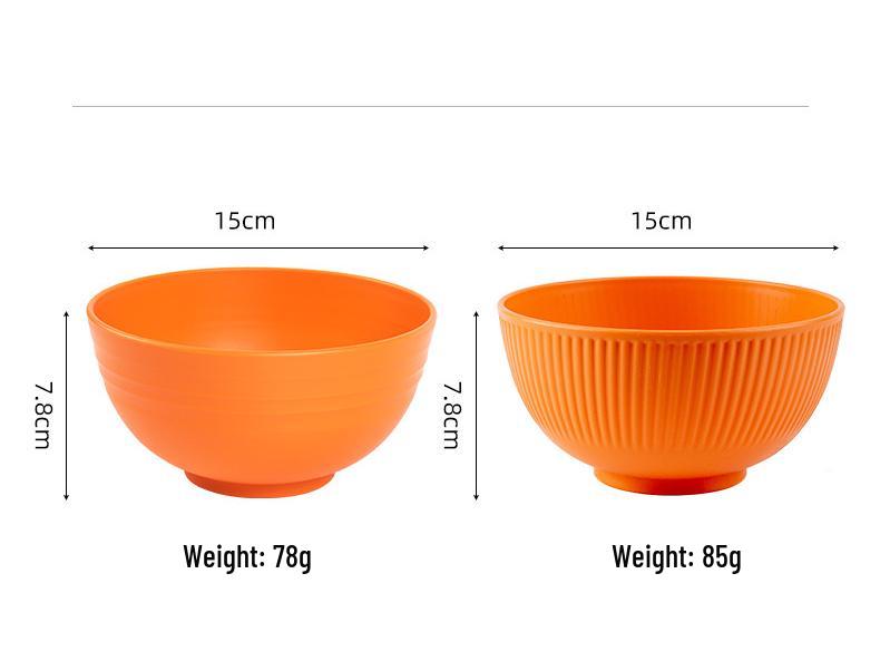 Cross-border PP Plastic Bowl Set - Multi-purpose for Dormitory: Includes Water, Fruit, Salad, Noodle, Soup, and Rice Bowls. Large Size.
