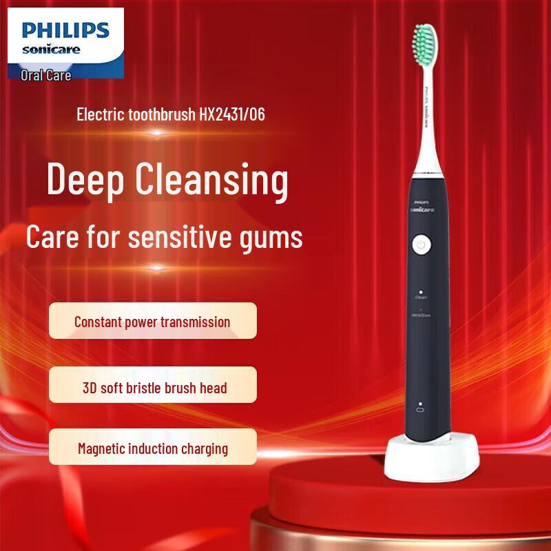 

Philips HX2431 Sonic Electric Toothbrush, 2 Modes, Deep Blue