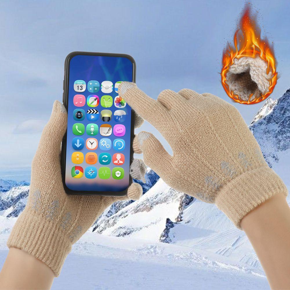 Finger Warm Soft Cute Cartoon Cats Knitted Gloves Thicken Warm Touch Screen Mittens Full Finger