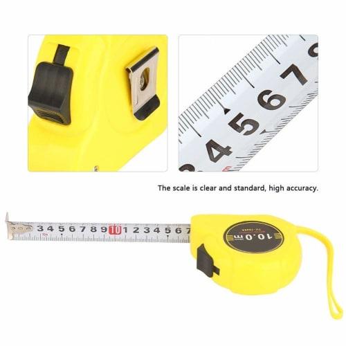 10m Tape Measure, Stainless Steel Ruler, Lightweight, Portable, High Accuracy, with Rewind Button, for Measuring and Sewing