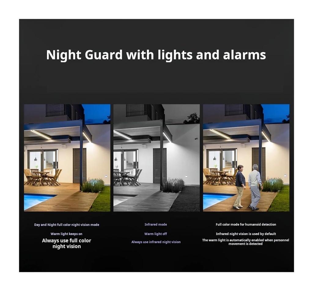 Three Lens Security Camera Outdoor, Outside Cameras for Home Security with Cord, IP66 Waterproof, AI Tracking, Light Alarm, Color Night, 2-Way Talk