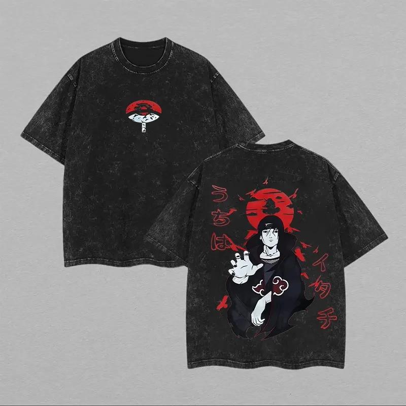 Pain Nagato T-shirt Naruto Shippuden Tee Vintage Washed Oversized Retro Anime Harajuku Streetwear Mens Graphic Clothes Shirt