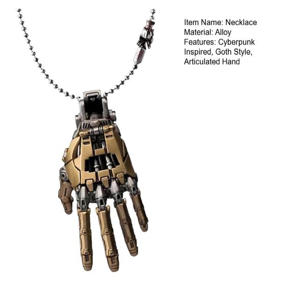 Steampunk-halskjede Legeringshalskjede med mekanisk bionisk håndanheng Robotsmykker Gave til menn og kvinner Cyberpunk-entusiaster