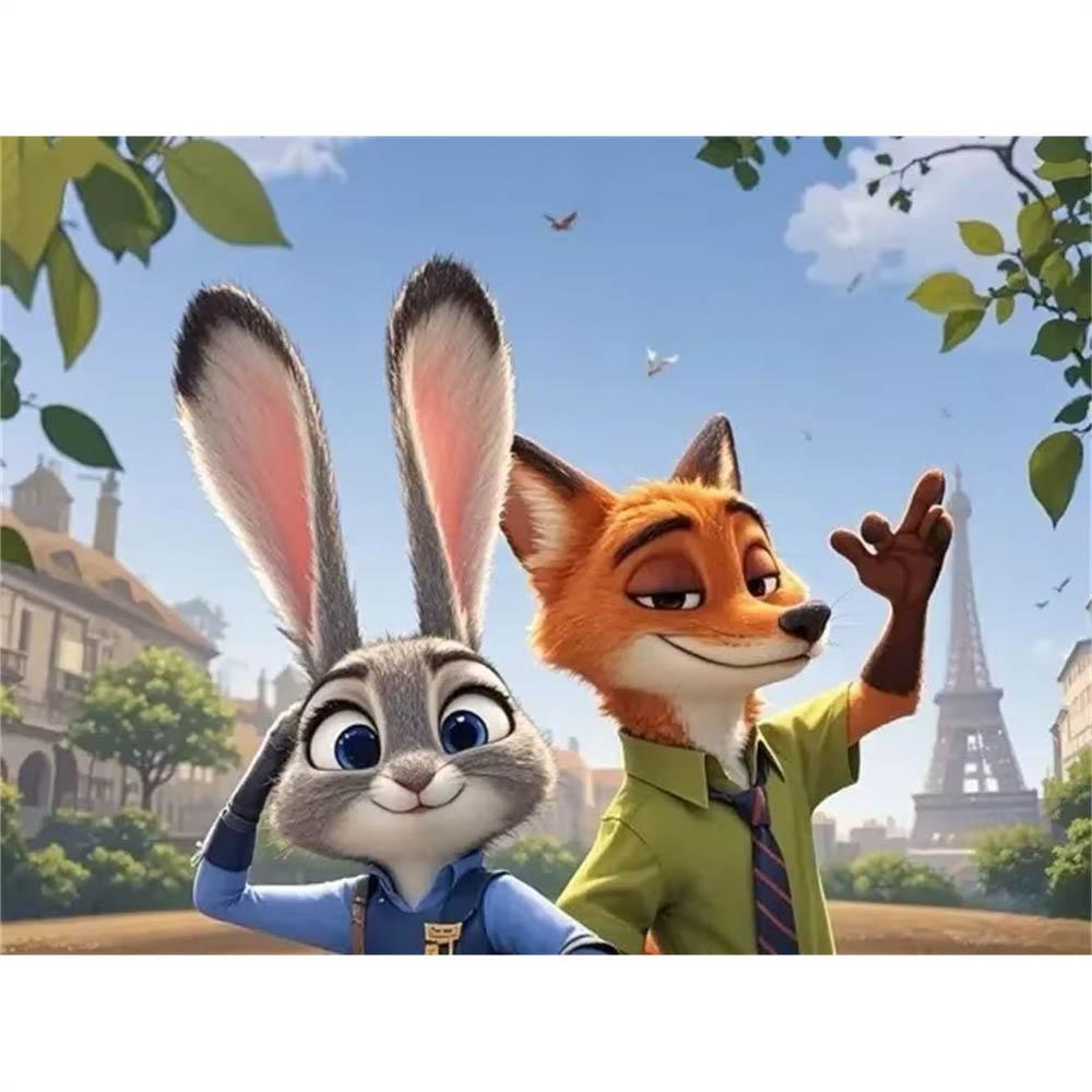 Disney Zootopia Judy Nick 5D Diamantové malování Plné diamantů DIY Ručně vyráběné diamantové malování Kreslený dekorativní malířský set