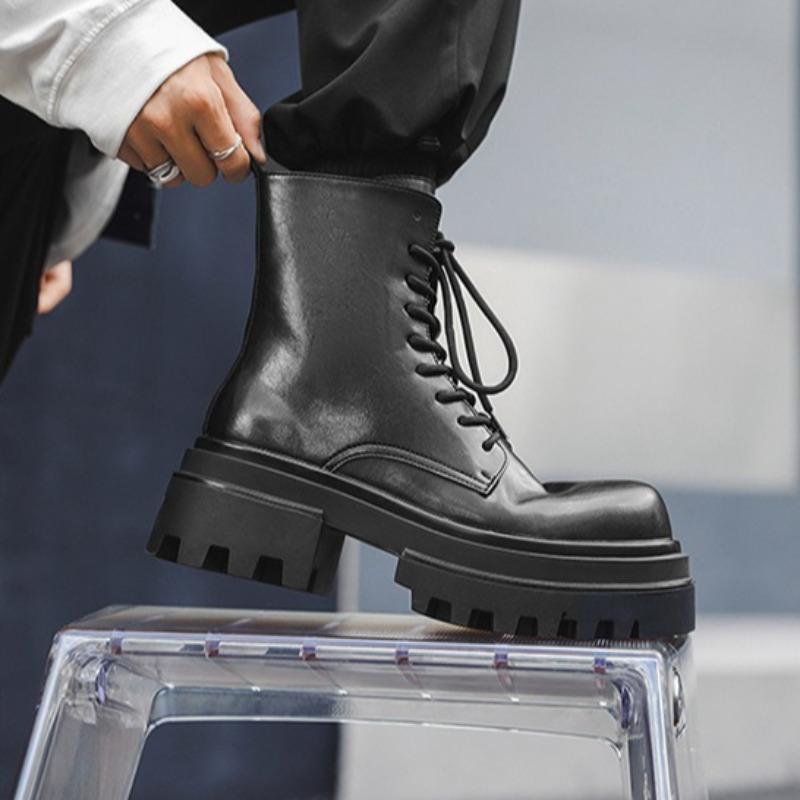 Fashion Boots for Men Fad Thick Sole Tooling Boots Men's High Quality Ankle Boots Outdoor Comfort Versatile Locomotive Boot Botas Hombre