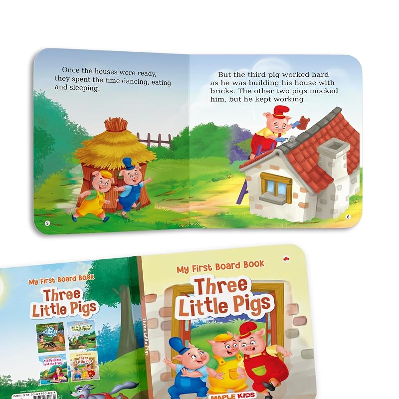 Story Book for Kids Three Little Pigs Illustrated Board Book for Children Age Years