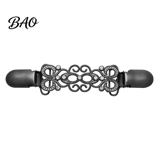 Women Shawl Clamp Vintage Cardigan Sweater Clip with Rhinestone, Hold Together, Retro Metal Clasps Cincher for Dress Shawl, Clothing Accessories