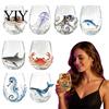 Maritimes Wohndeko Oktopus Glasbecher, 350ml Stielloses Weinglas, Wal Delfin Schildkröte Dekorative Bar Accessoires Meeresbewohner Trinken