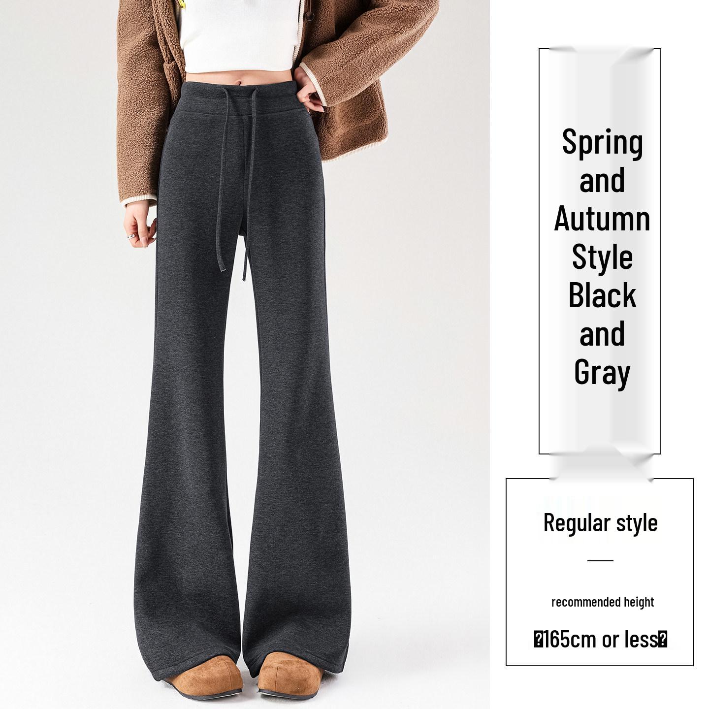 

Women s 2026 Wool Micro-flare Wide-leg Pants with Sticky Rice Design, Plus Velvet, Petite, for Spring, Autumn, Winter