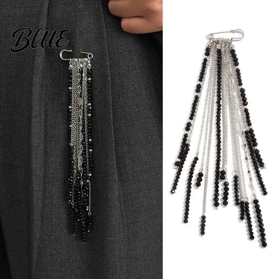 Dangle Brooch Beaded Tassel Pin Boho Chain Retro for Women