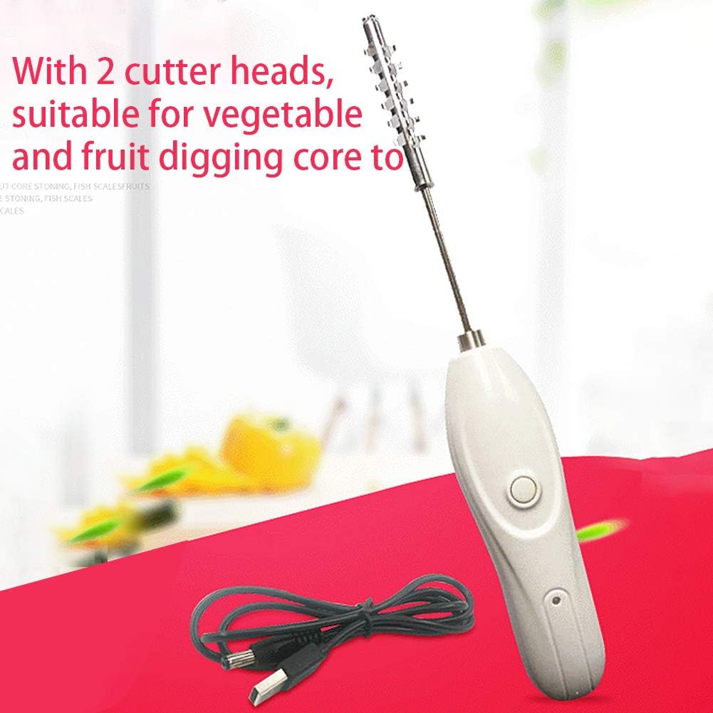 Electric Vegetable Corer Kitchen Drill,Stainless Steel Scraping Scale Machine Fruits Veggies Carving Tool & Seed Remover