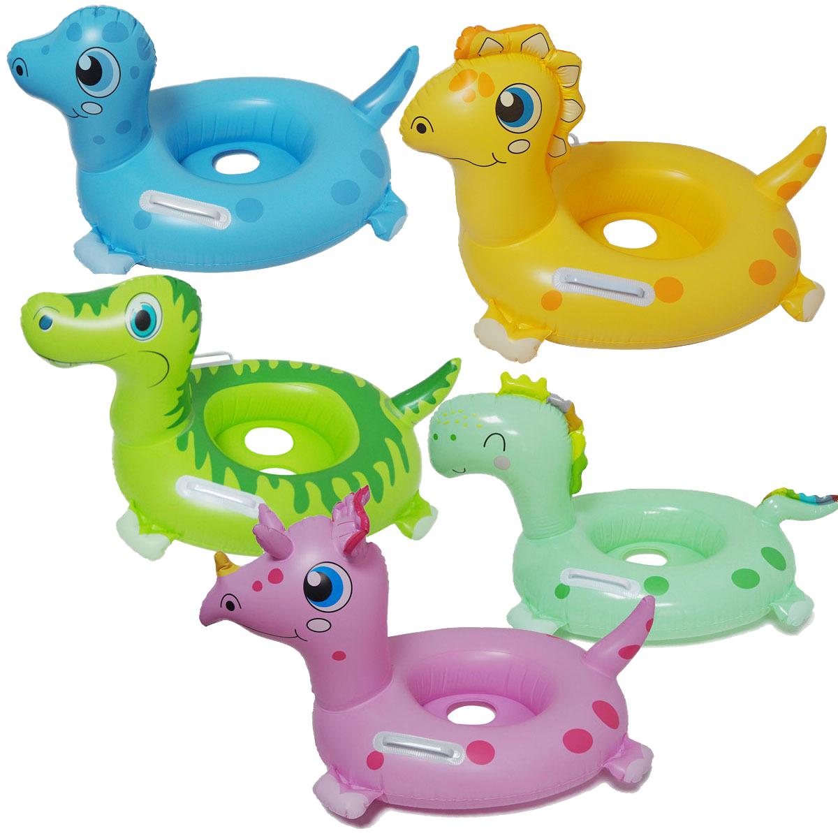 Multicolor PVC Inflatable Dinosaur Swim Seat Ring Portable and Foldable Safety Pool Float for Kids for Water Sports жёлтый