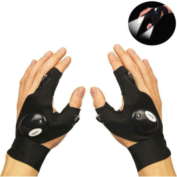 KZKR Gants de pêche 2 Gants de Lampe de Poche à LED pour Réparer Travailler Endroits Sombres Éclairage Nuit Camping Randonnée
