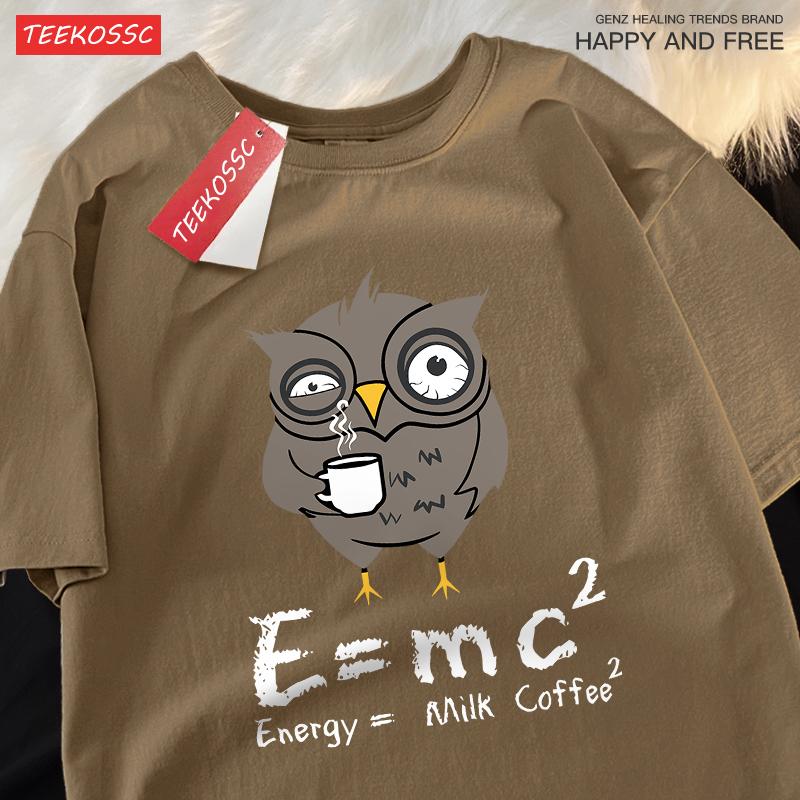 Energy Milk Coffee Fun Formula Printing Mens T-Shirts Cotton Streetwear Loose Oversize T Shirt Pattern Tee Clothes Couple
