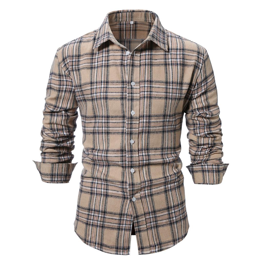 Mens Button Down Shirts Regular Fit Long Sleeve Casual Plaid Shirt