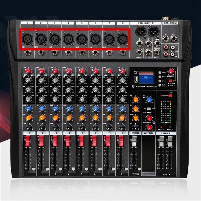 ABNR CT80 Professional Audio Mixer 8-Channel Bluetooth USB Effect 48V Stage Party Sound Mixer Console