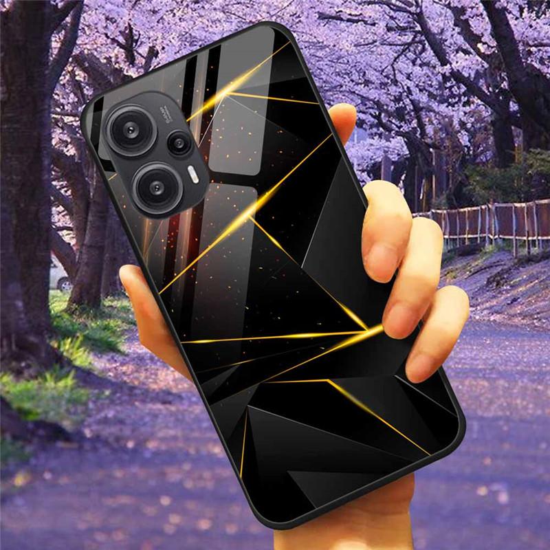 For Xiaomi Poco F5 5G / F5Pro Case Tempered Glass Lake Moon Hard Phone Cover for POCO F5 Pro Capas Funda on PocoF5 Luxury Coque