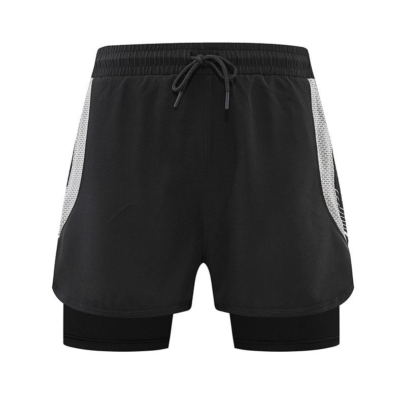 Men's Quick-Dry 3/4 Running Shorts with Phone Pocket, Layered Design, Anti-Exposure Fitness Pants for Morning Runs.