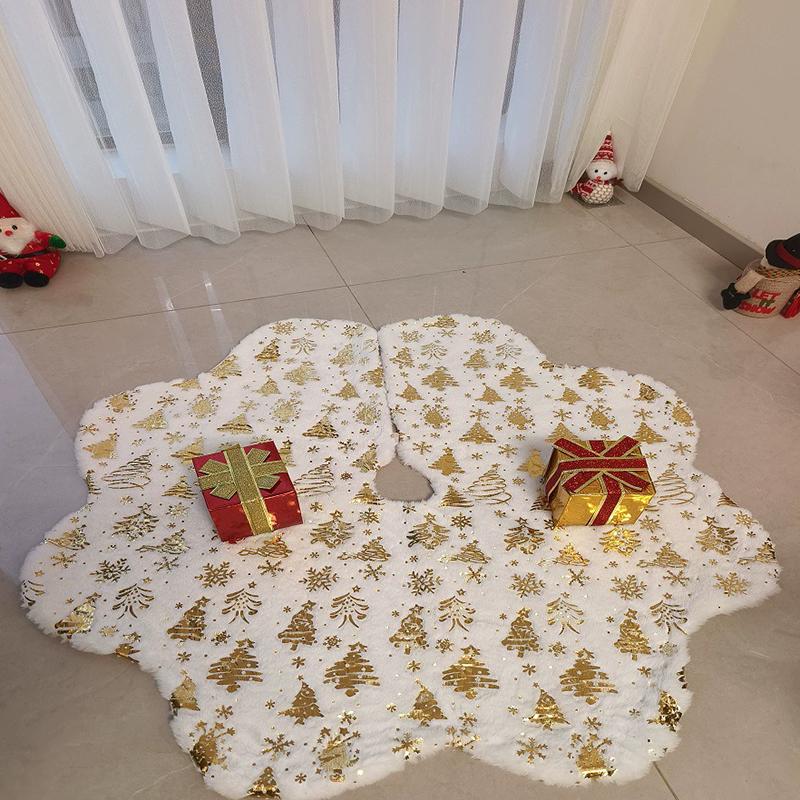WTEMPO Christmas Tree Skirt Christmas Tree Snowflake Patterns Printed Xmas Tree Skirt Winter Indrro Outddor Party Christmas Tree Decor Mat