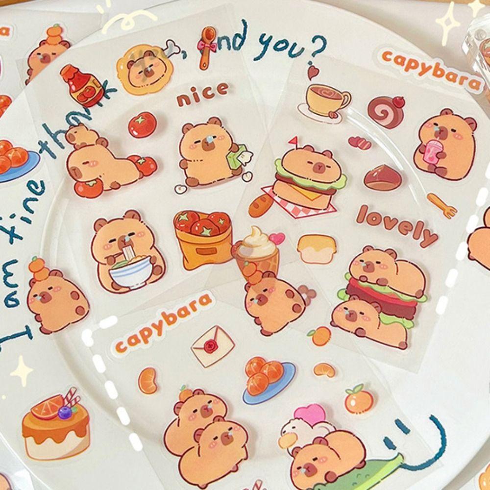 5pcs Funny Orange Capybara Stickers Capybara Cartoon Kapibara Stickers  Toddlers