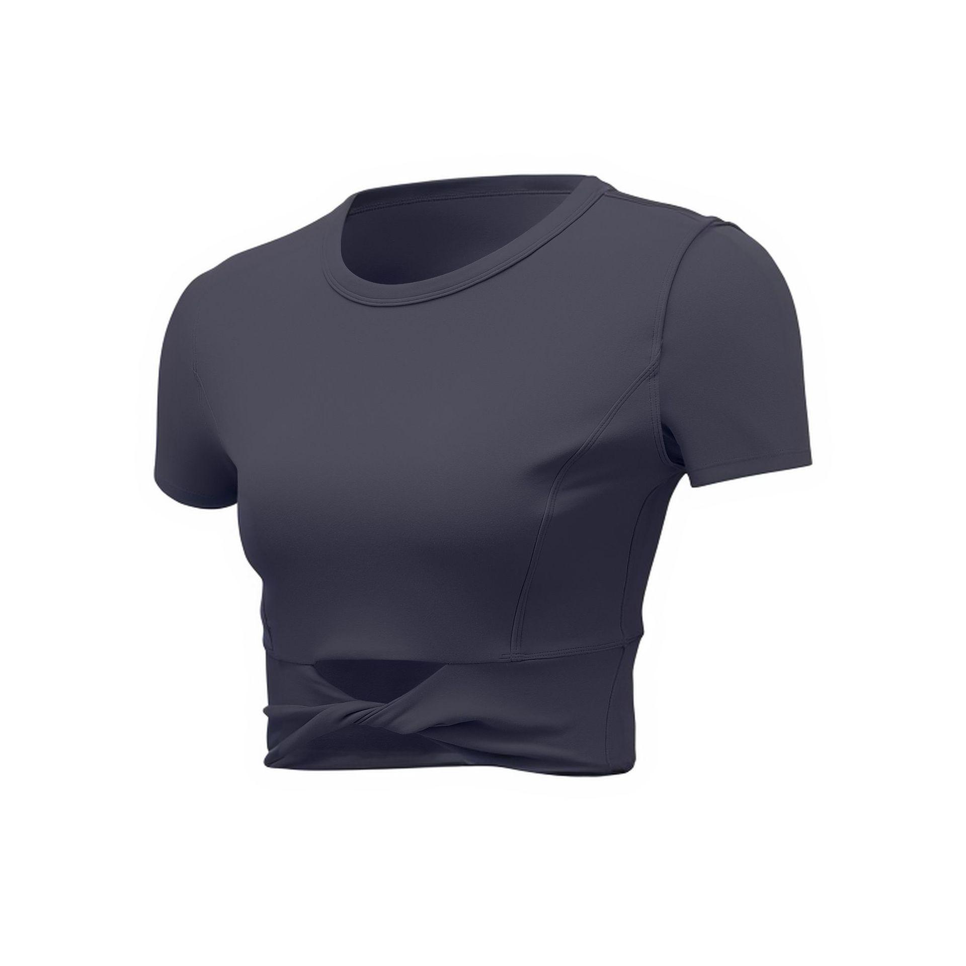 Women s Slim-Fit Twisted Short Sleeve Yoga & Pilates Crop Top Small графитово-серый