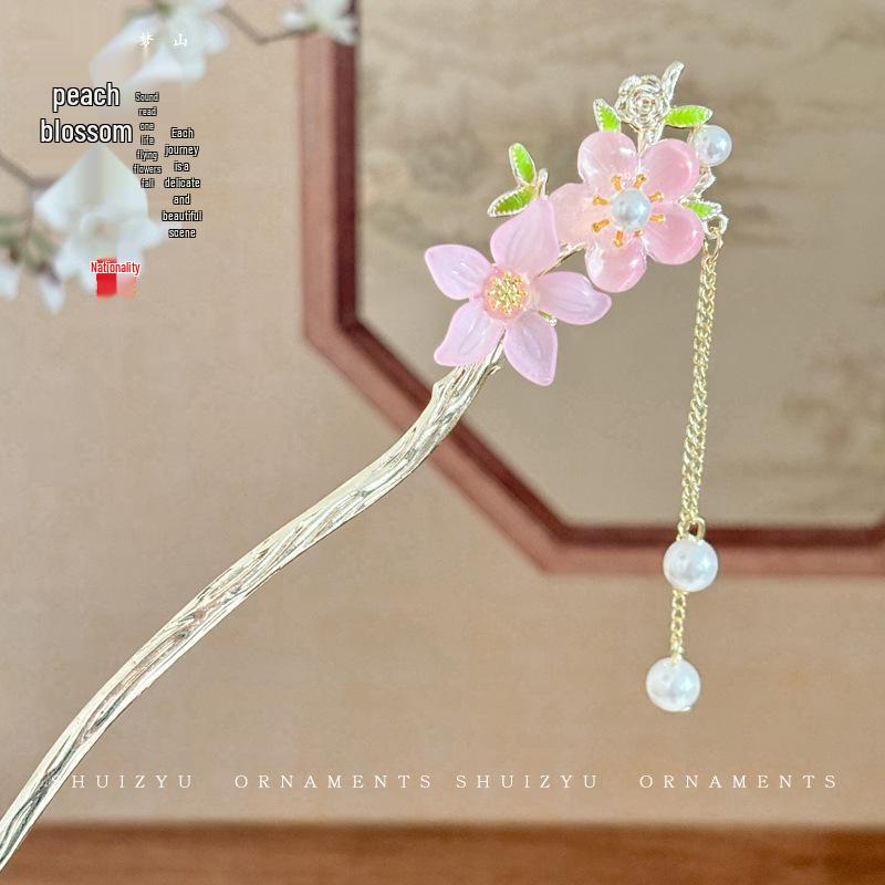 Elegant Retro Tassel Hairpin for Hanfu Updo - Women's Chinese Style Metal Hair Clip