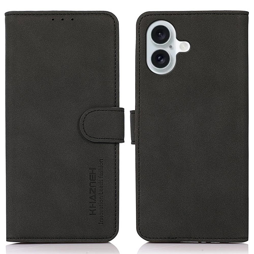 KHAZNEH For iPhone 16 Case Texture PU Leather Folding Stand Phone Cover