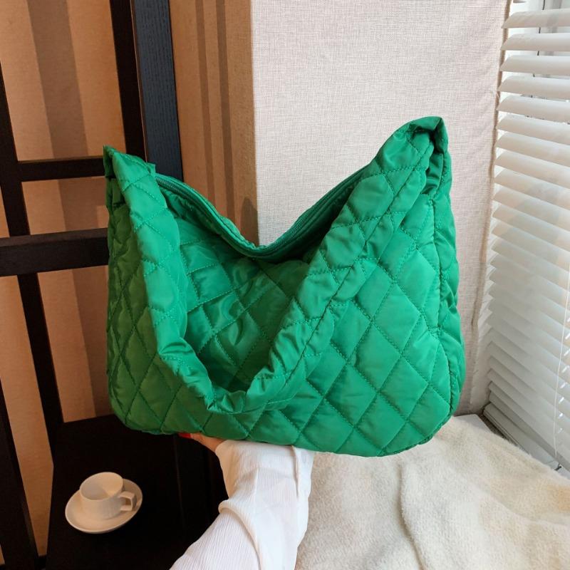 New trendy cotton clothes large capacity rhombus embroidery thread underarm tote bag women's bag autumn shoulder oblique span bag