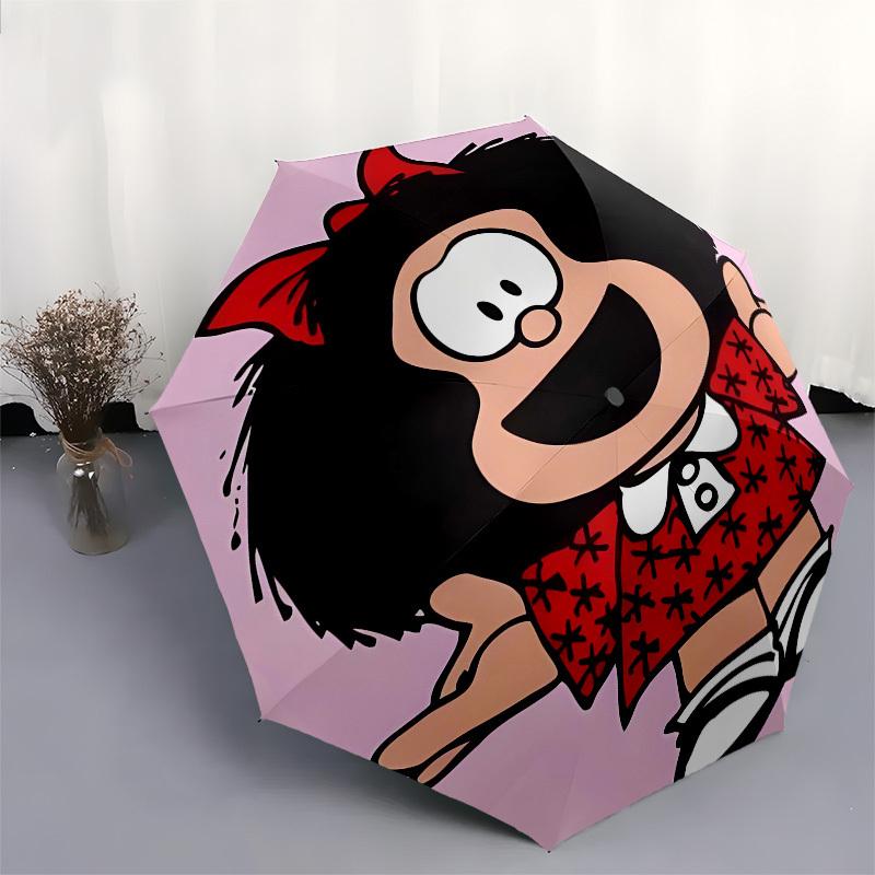 Mafalda, Cartoon Automatic Opening and Closing, 8 Rib Structure Portable Umbrella, Suitable for Men and Women In All Seasons Perfect Gift F