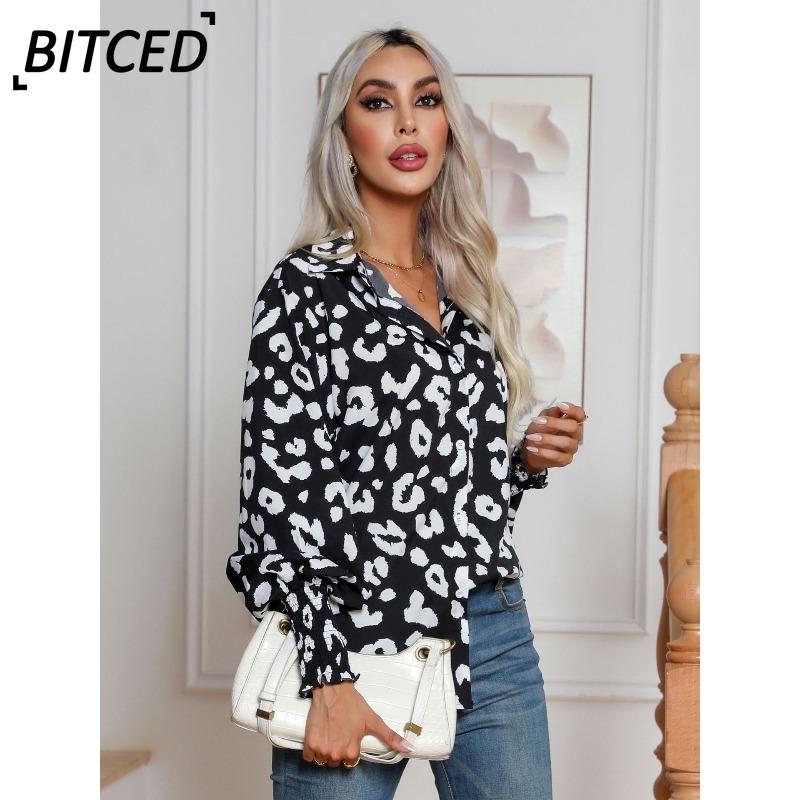 BITCED Women's Fashion Casual Long Sleeve POLO Neck Blouses & Shirts
