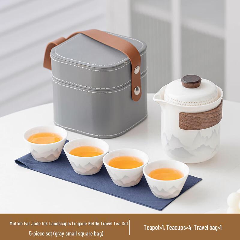 Heyu Xi White Jade Porcelain Travel Tea Set
