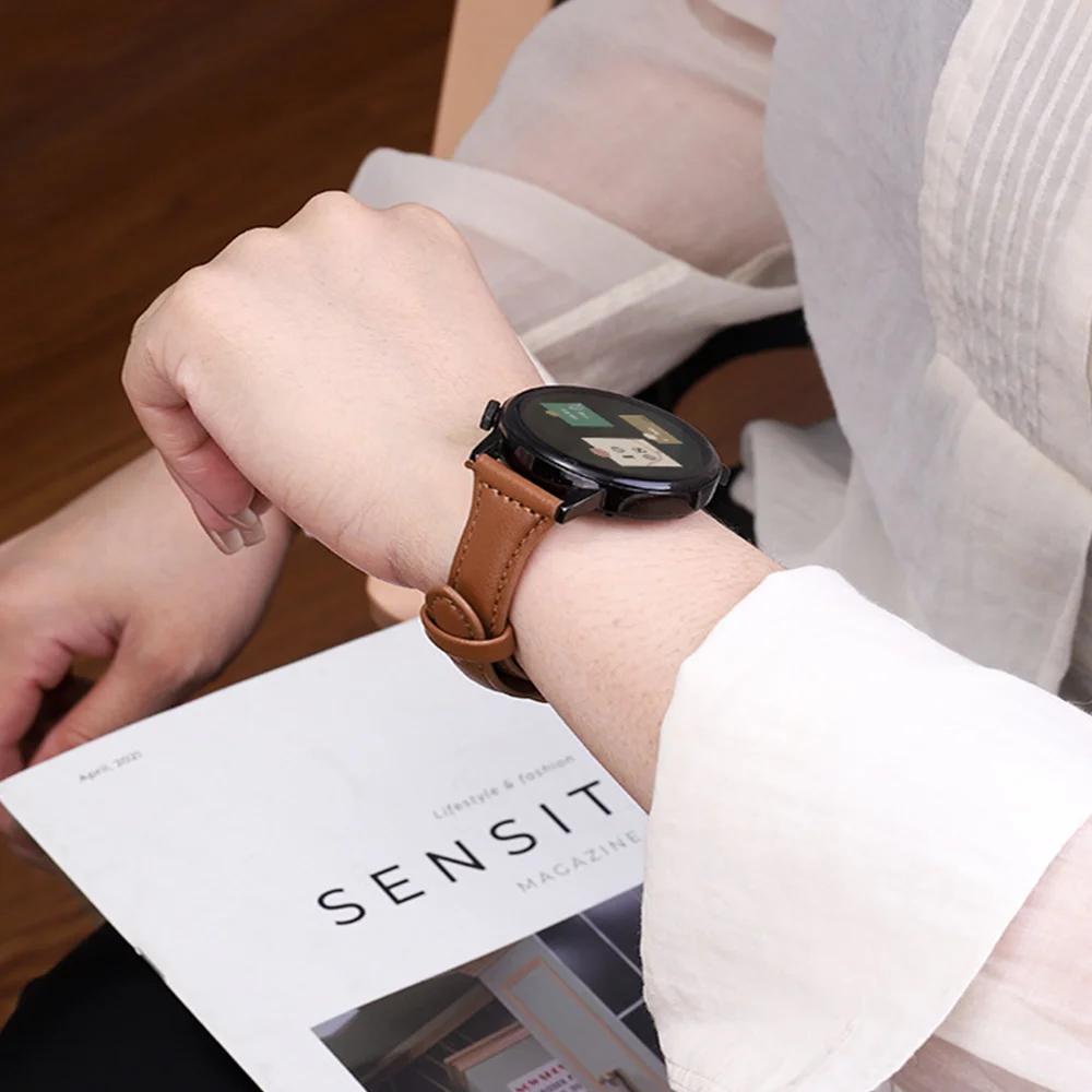 20mm 22mm Straps For Samsung Galaxy Watch 6/5/5 Pro/4 Classic/active 2 Sport Slim Leather Bracelet Huawei Watch GT 4-2-2e-3 Band
