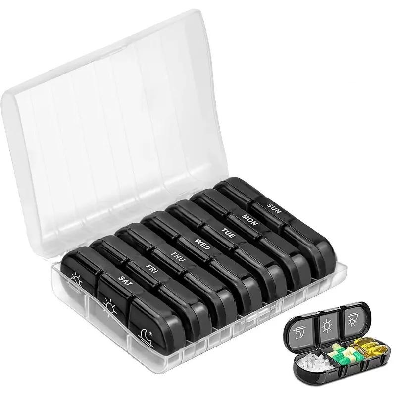 1Pc Portable pill box 21 boxes rainbow-colored convenient medicine storage box Travel pill box
