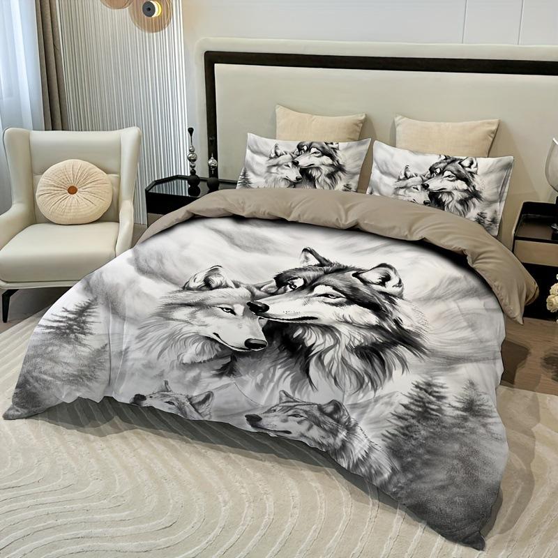 Digital Printing Duvet Cover Kit 3D Bedding Quilt Cover Pillowcase Three-Piece Set