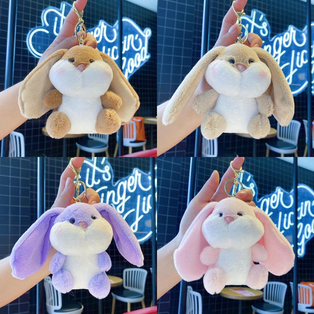 Cute Rabbit Plush Toy With Silver Keyring For Bag Accessory And Collection