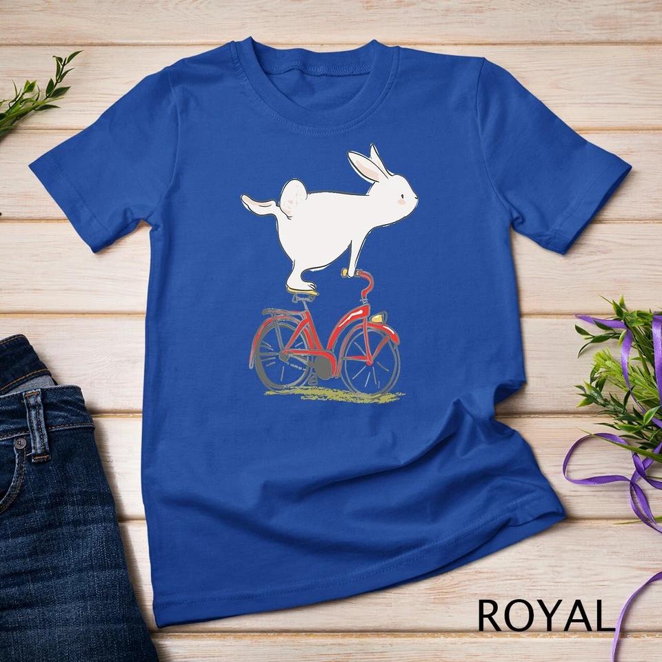 Cute Bunny Rabbit On Bike, Cycling, Bicycle T-Shirt & Gift Unisex T-shirt 7 S