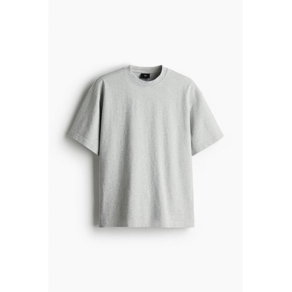 H M seaM DeTail T sHirT Loose fiT Grey Melange