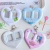 1 Piece Kpop Card Couple Photo Protective Display Sleeves Ins Girl Heart Love 1 Inch Card Holder Students Bag Pendant Gift
