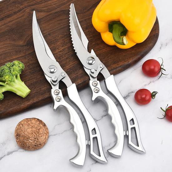 Heavy-Duty Kitchen Shears with Spring-Loaded Handle, Stainless Steel Poultry Scissors for Chicken Fish Ribs, 6-in-1 Multi-Tool with Bottle Opener &