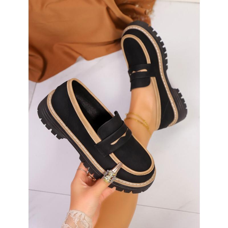 

New Spring and Autumn Women s Large Size Sand British Small Leather Shoes Thick Heel Platform Retro Women s Single Shoes 36
