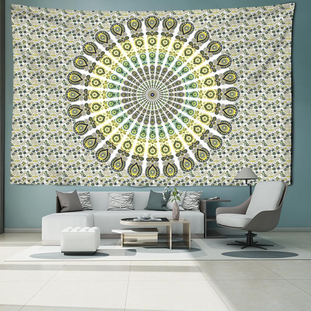 Шартрез Мандала Гобелен Настенный Абстрактное Искусство Богемная Спальня Эстетика Декор — фото 3