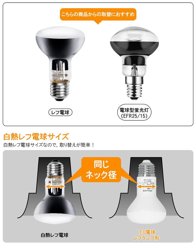 ORALUCE LED Bulbs, E26 Base, Reflector Type, Warm White, 60W Equivalent, 6.5W, 680lm, 3000K, 120-Degree Downward Angle, Non-Dimmable, PSE Compatible,