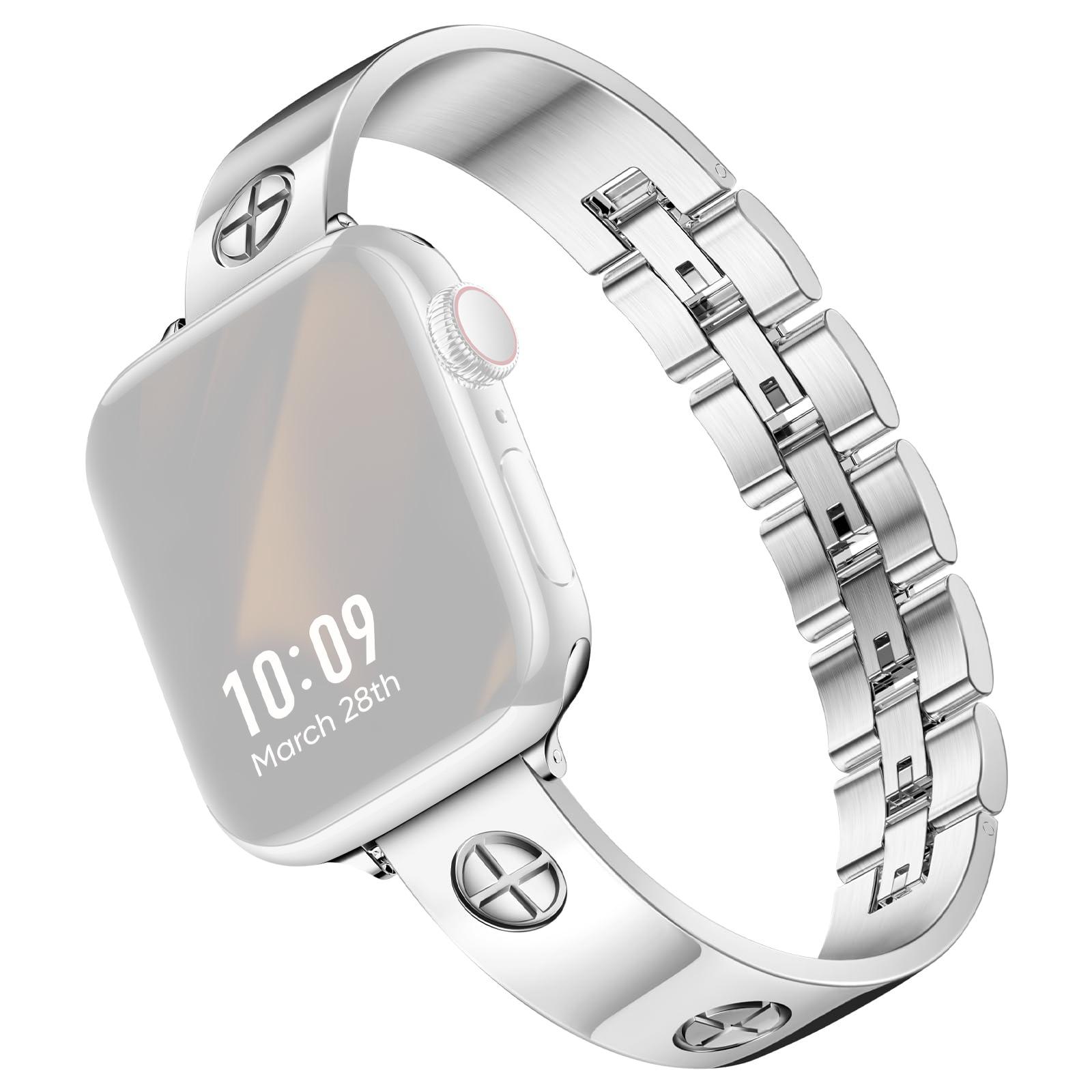 

Ремінець для Apple Watch Series 10 42mm/9 8 7 41mm/6 5 4 SE (2022) SE (2023) SE 40мм/3 2 1 38мм Ремінець з нержавіючої сталі Silver