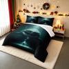 Megalodon Shark Deep Ocean Bedding set (1 duvet cover, 2 pillowcases, duvet not included), Underwater Diver Horror Art Print