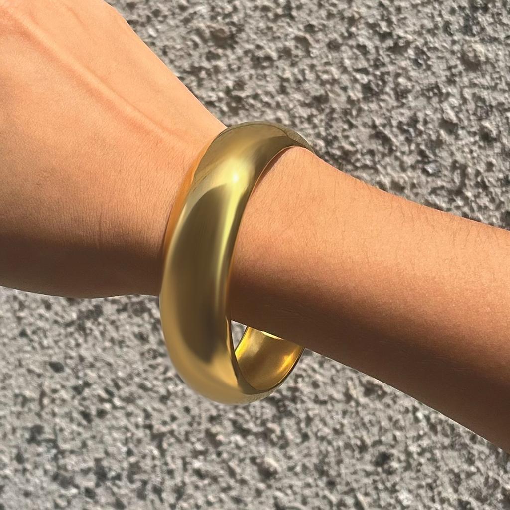 Yori Waterproof Smooth Chubby Hoop Bracelet Bangle Women Stainless Steel New Gift 2025 Gold PVD Plated Jewelry
