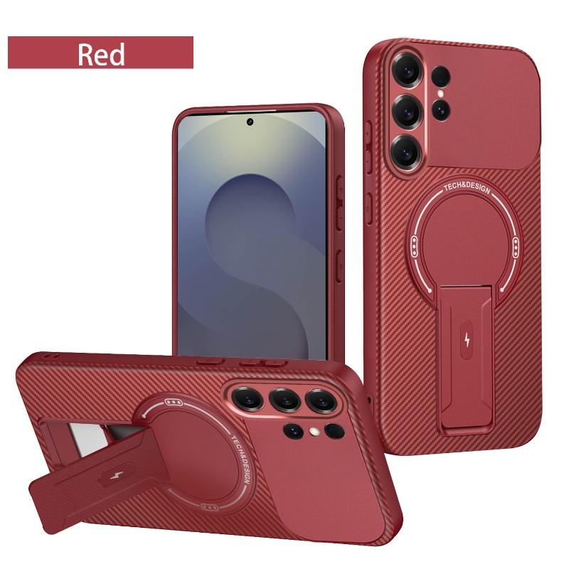 

For Magsafe Magnetic Wireless Charging Phone Case For Samsung S26 Ultra S26 S26 Plus Solid Color Soft TPU + Hard PC Stand Cover Galaxy S26 Plus