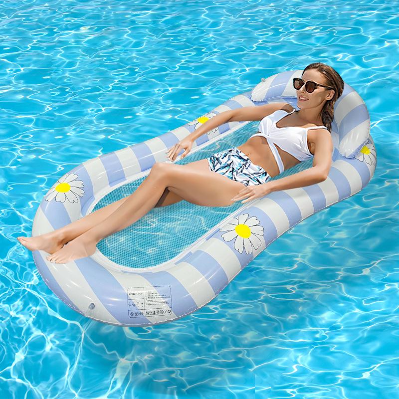 Inflatable Summer PVC Floating Bed with Sunshade and Backrest