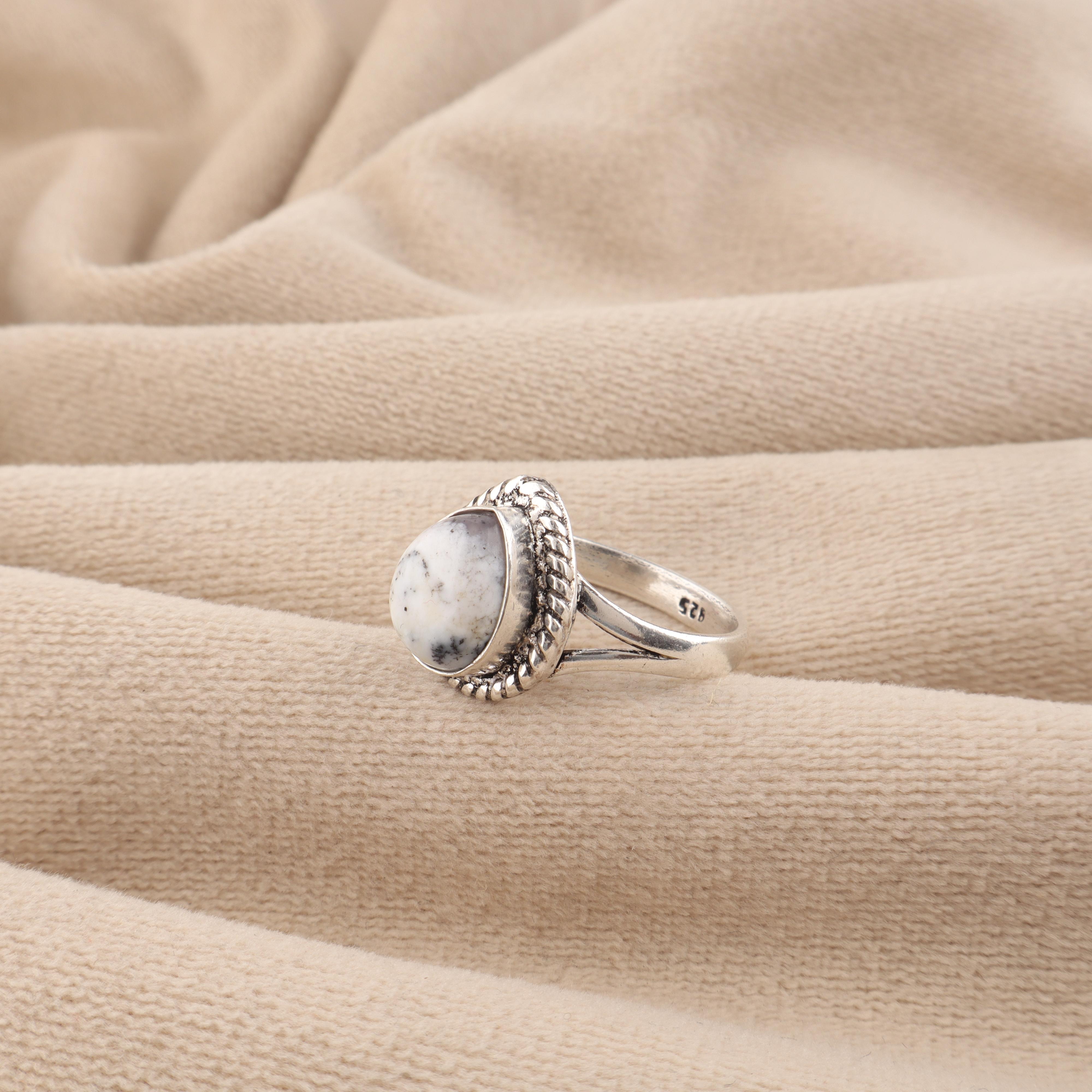 

Natural Dendrite Opal Gemstone 925 Sterling Silver Partywear Women Ring For Girls RR-85-30 4