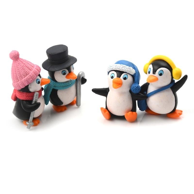4pcs/set DIY Crafts Mini Winter Penguin Miniature Figurine Christmas Figures for Fairy Garden Decor